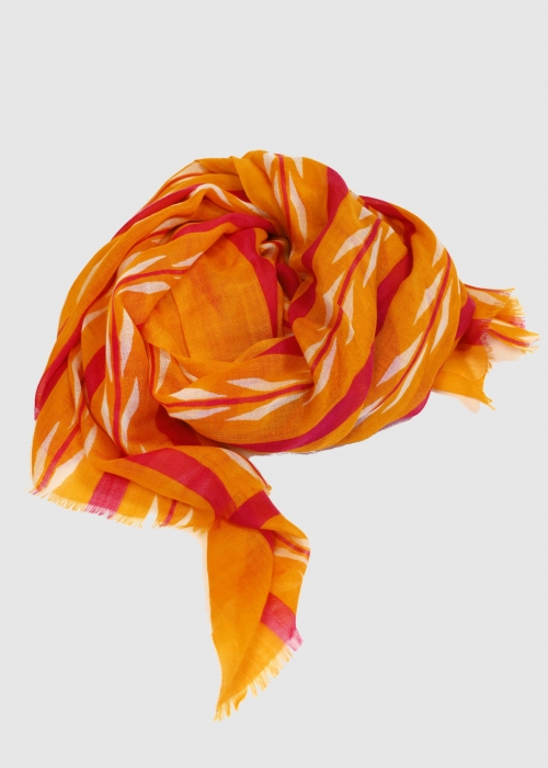 ORANGE PINK WHITE LIGHTWEIGHT CASHMERE STOLE