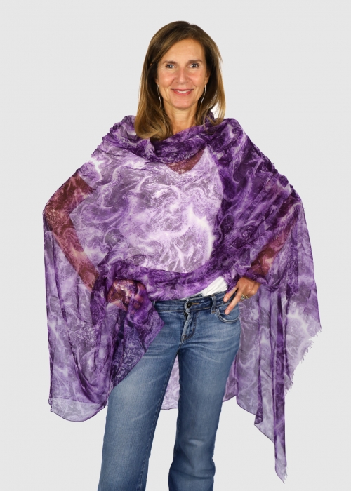 VOILE ULTRALIGHT PURPLE AND LILAC CASHMERE STOLE