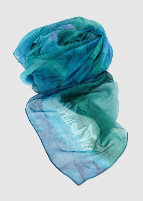 Stola In Cashmere Voile Ultralight Verde E Blu