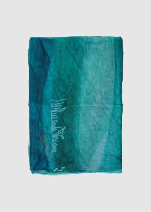 Stola In Cashmere Voile Ultralight Verde E Blu