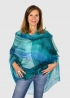 Stola In Cashmere Voile Ultralight Verde E Blu