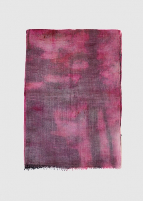 VOILE ULTRALIGHT PINK AND BLACK CASHMERE STOLE