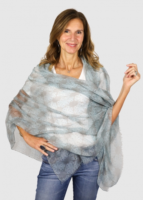 VOILE ULTRALIGHT GREY AND LIGHT BLUE CASHMERE...