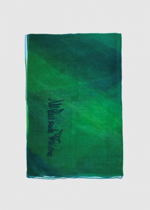 Stola In Cashmere Voile Ultralight Verde E Blu