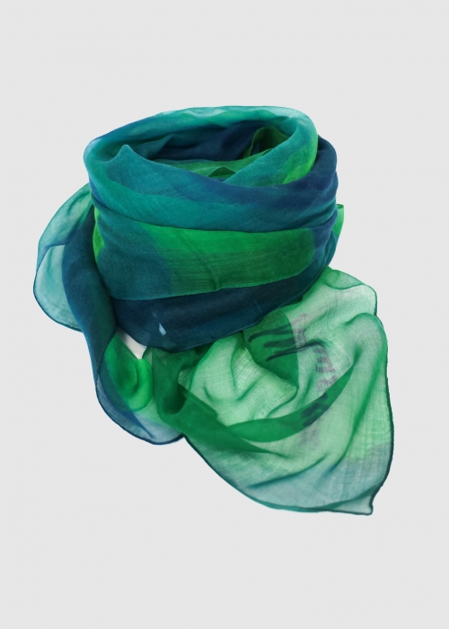 Stola In Cashmere Voile Ultralight Verde E Blu