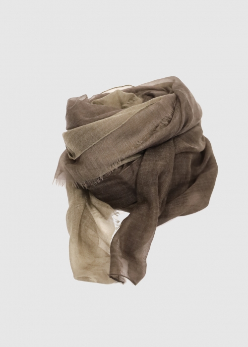 NUANCED VOILE ULTRALIGHT MUD AND BROWN CASHMERE...