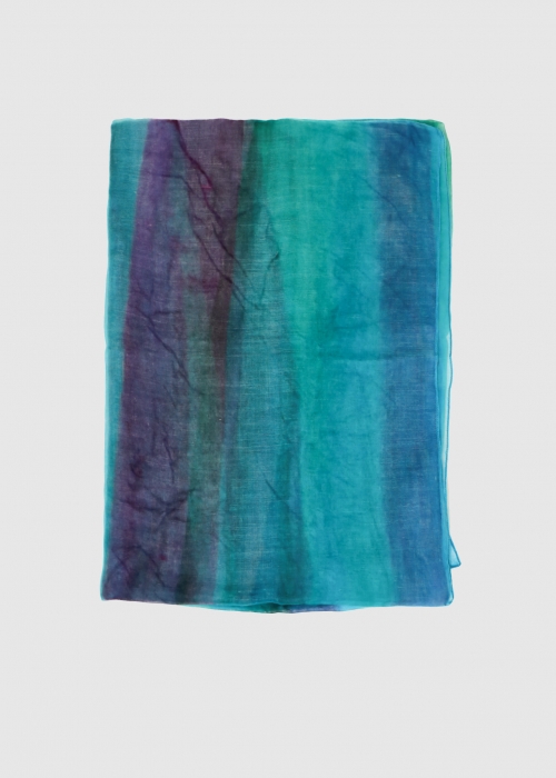 Stola in cashmere voile ultralight verde e blu