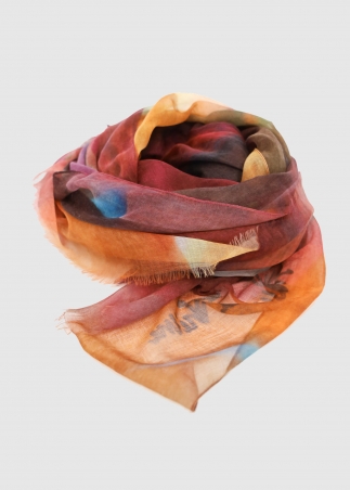 Stola In Cashmere Voile Ultralight Arancio E Rosso