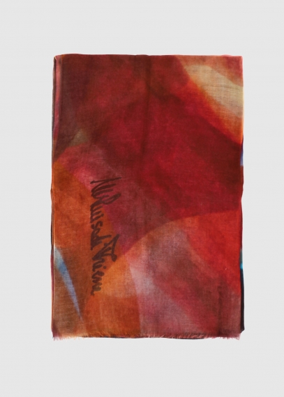 Stola In Cashmere Voile Ultralight Arancio E Rosso