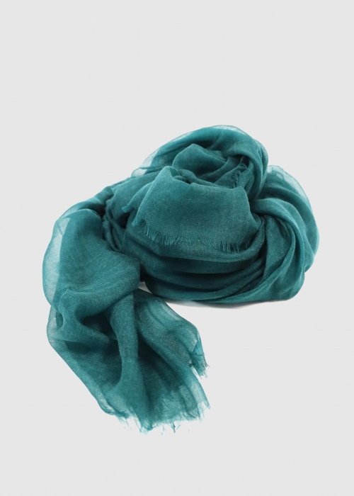 Stola in cashmere voile ultralight Verde Petrolio