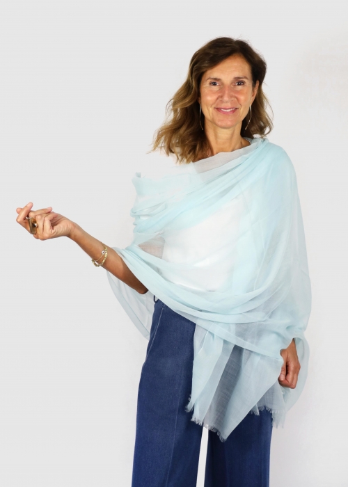 Sky Blue Ultralight Cashmere Stole