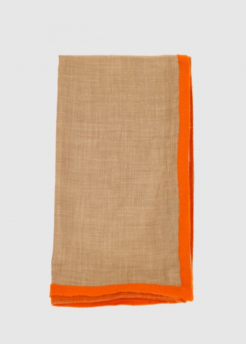 Beige Cashmere Stole With Orange Ribbon