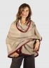 Stola in cashmere Beige con Fettuccia Bordeaux