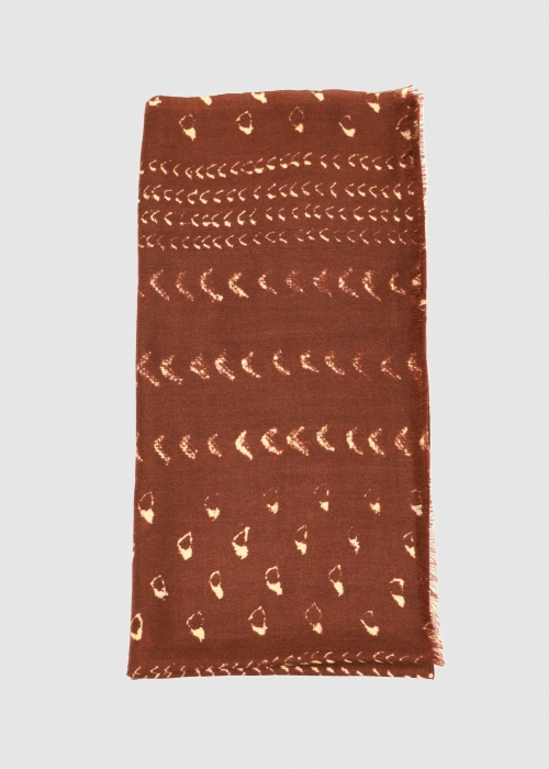 Brown and Off White Cashmere Stole