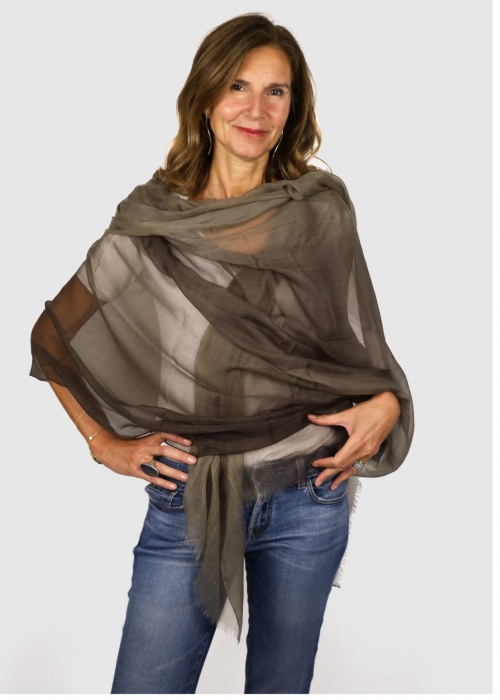 Stola In Cashmere Voile Ultralight Sfumata...